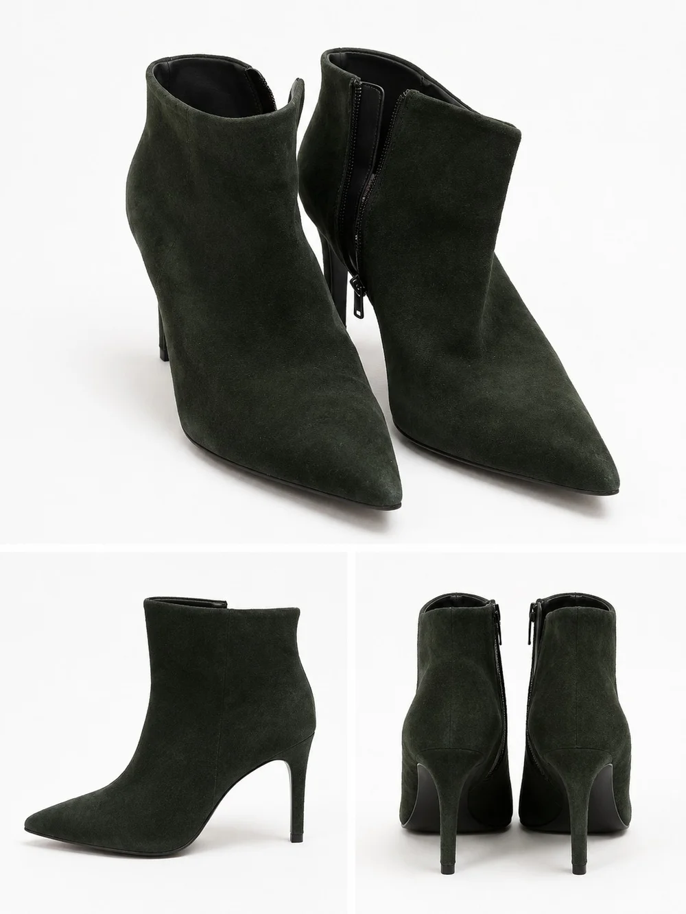 Vince Camuto Dark Green Suede Pointed Toe Ankle Booties